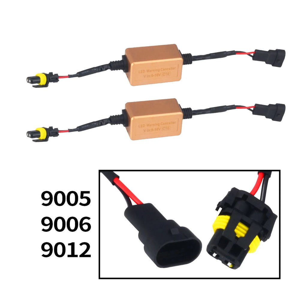 Black alloy H4 H7 H11 LED car headlight Canbus decoder with plug connectors.