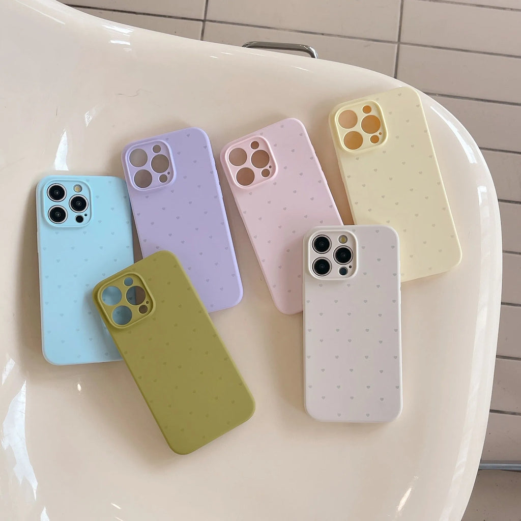 Love heart liquid silicone phone case for iPhone in grass purple with all-inclusive shockproof design