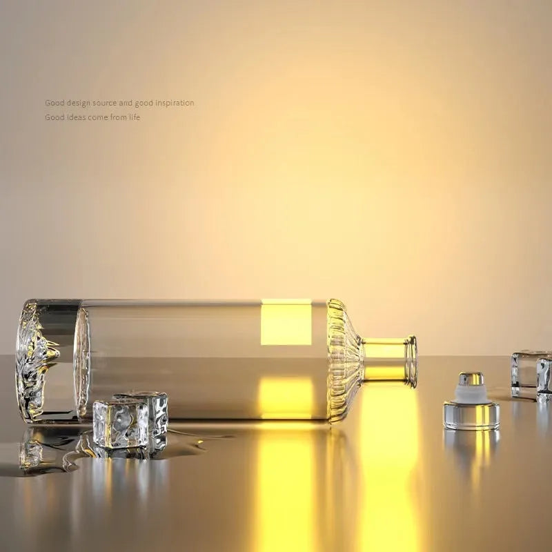 500ml clear crystal glass wine bottle with thickened one-pound body, shown in transparent, blue, gold, and red colour options.