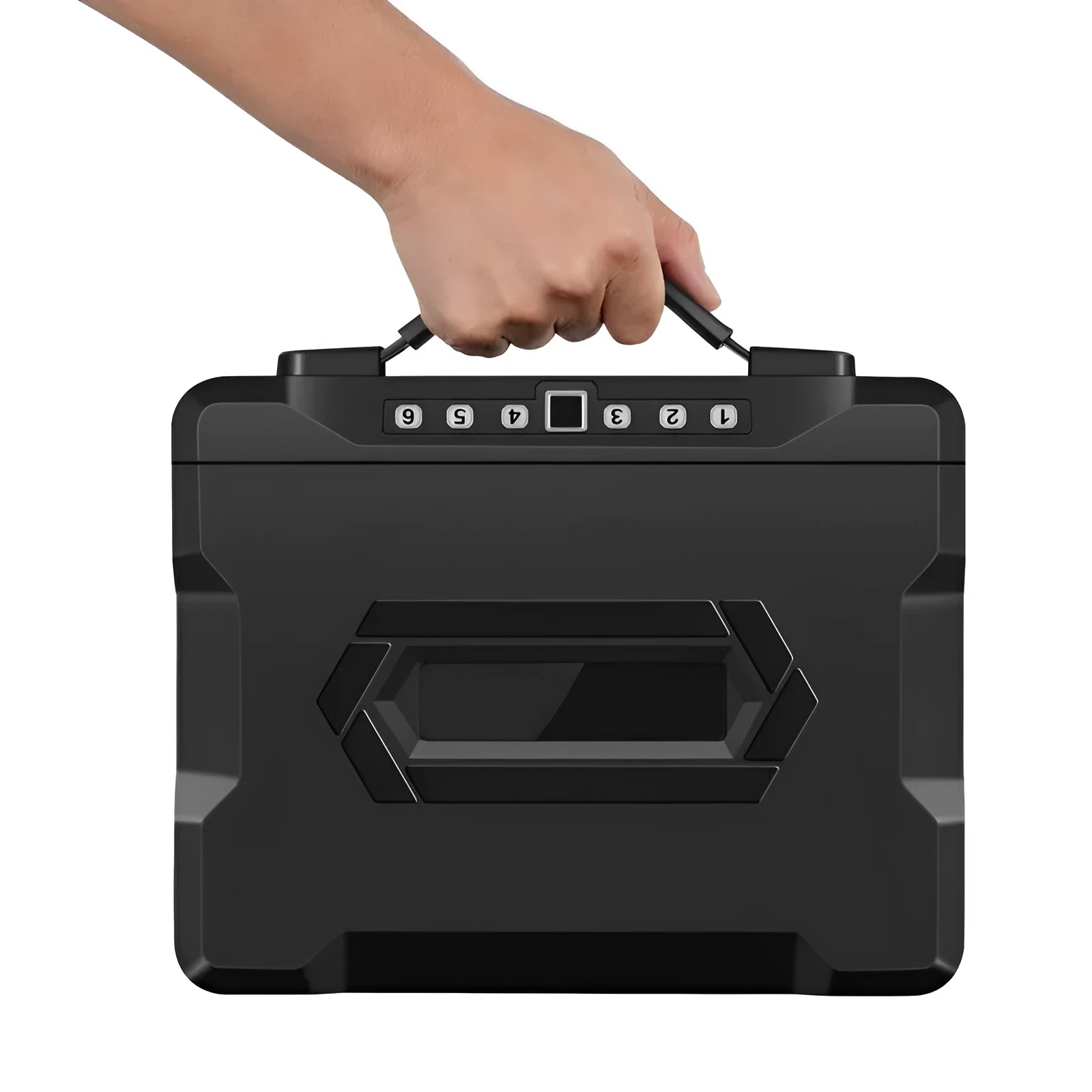 Portable metal safe box with mechanical key lock in silver colour