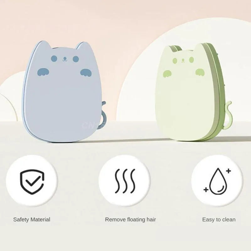 Blue silicone sponge pet grooming brush with comb teeth for removing cat and dog hair.