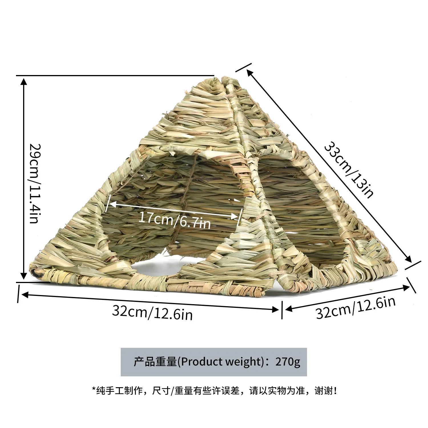 Pet Foldable Grass Hut Rabbit Nest Small Animal Hideout Shelter for Guinea Pig Hamster Hedgehog Totoro 270g Natural Hay