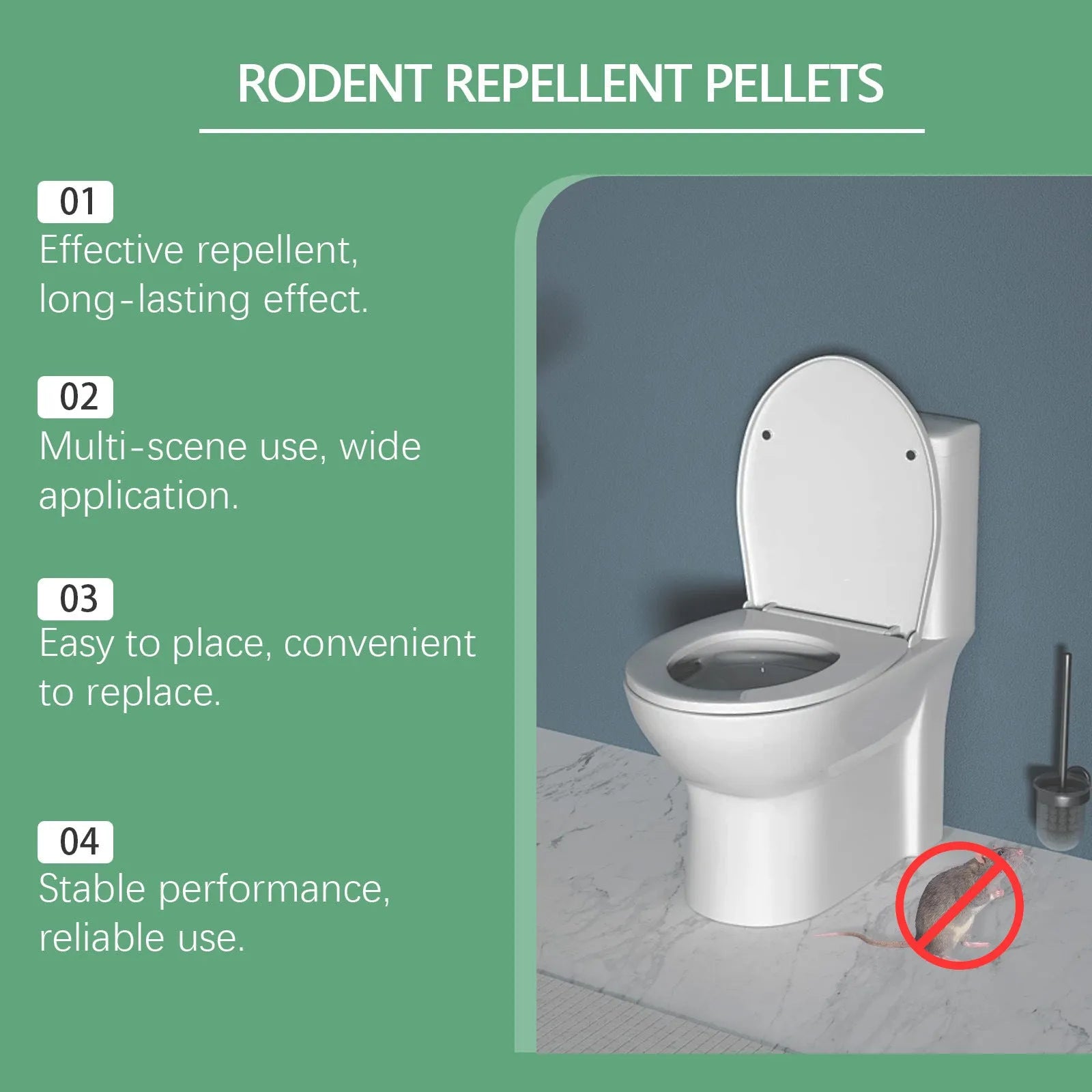 Rodent repellent pellets with natural camphor and menthol scents in a pack of four
