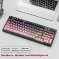 Wireless Bluetooth dual-mode keyboard with gradient belt display, ABS, 40x17x4.5cm, black and purple