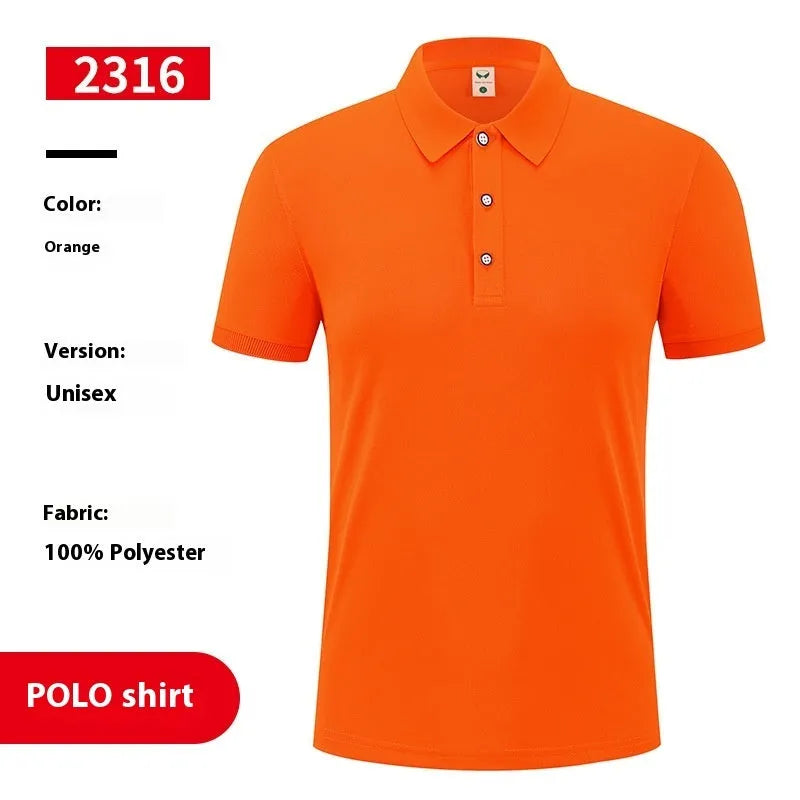 Ice silk polo shirt with advertising logo pattern, short sleeve pullover in white, black, red, light blue, wine red or orange