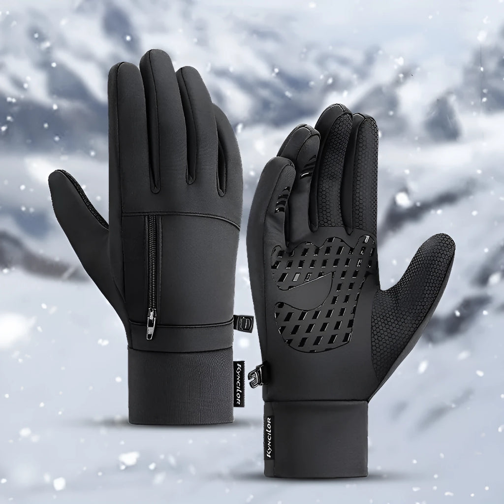 Winter cycling gloves in black or gray, polyester unisex finger gloves for cold-weather sports