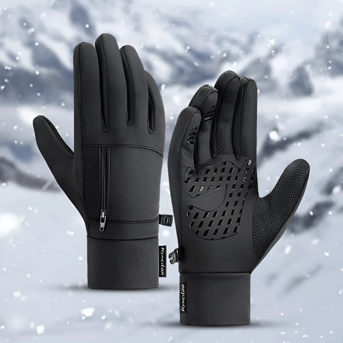 Winter cycling gloves in black or gray, polyester unisex finger gloves for cold-weather sports