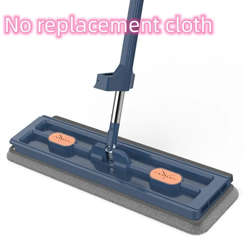 Large flat mop with 360 degree rotating head and stainless steel handle for home floor cleaning