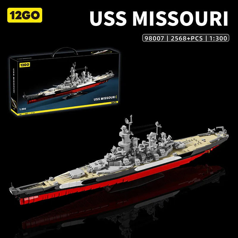 High difficulty puzzle splicing building blocks USS Missouri battleship plastic model kit in colour box