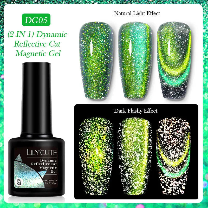 Diamond debris cat eye series UV nail polish gel in six colour options with nail glue