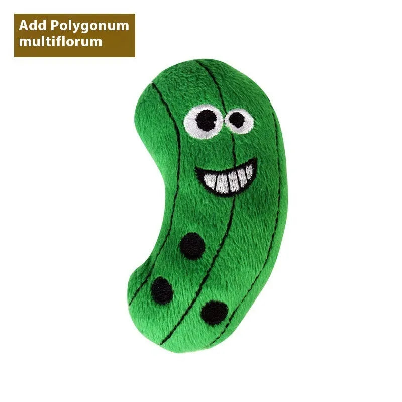 Polygonum multiflorum catnip plush toy in a food shape like burrito or pizza for cats to chew and play with.