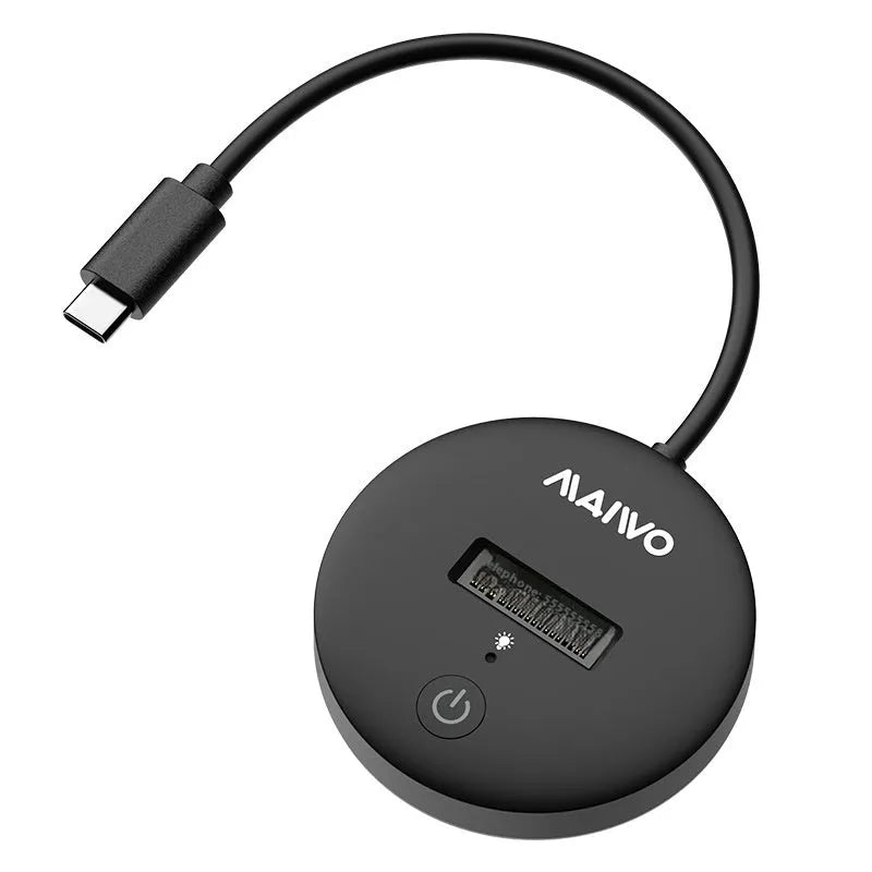 Black external hard disk enclosure with Type-C port for solid state drive installation