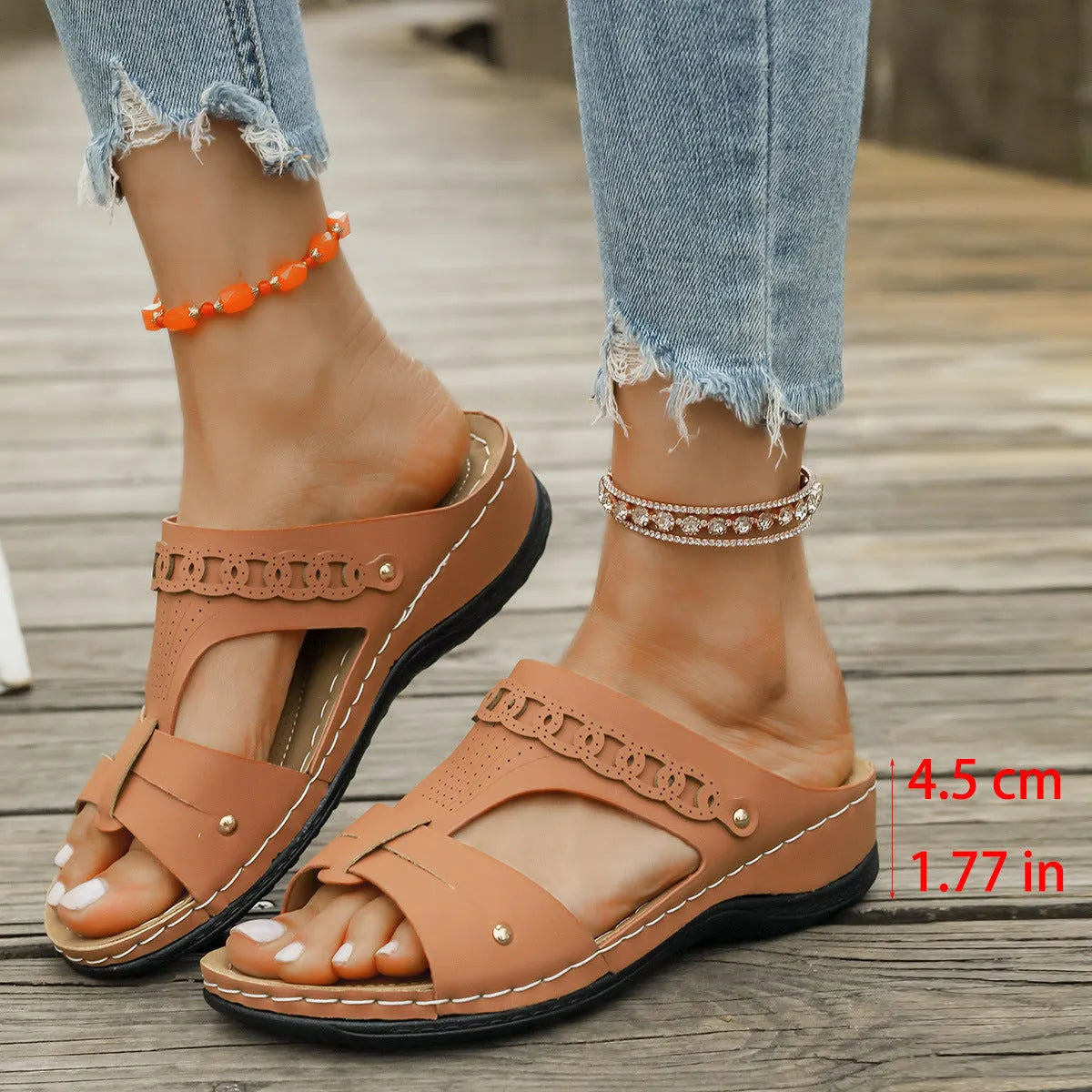 Personalised Roman-style slippers with slope heel design in multiple colour options