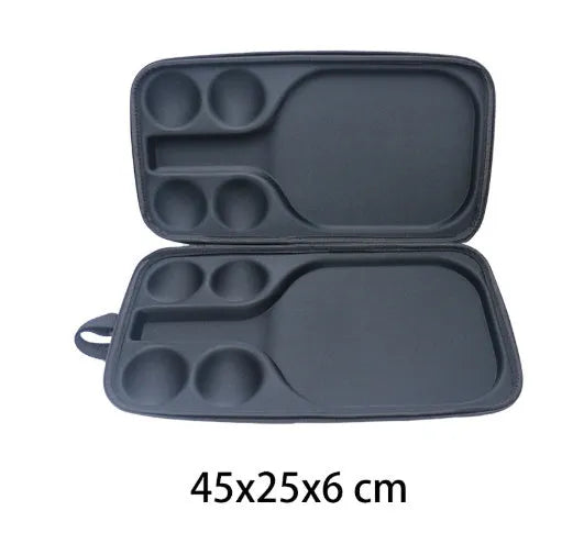 Black EVA pickleball paddle storage case with shoulder straps, showing dimensions of 45cm by 25cm.