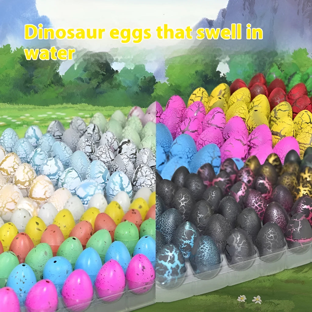 Dinosaur embryonated egg hydrophilic expansion educational toy in black crack finish, size 2x3cm, made of EVA.