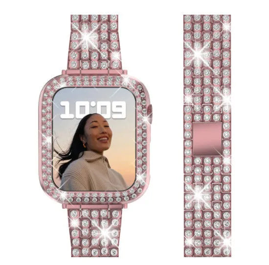 Apple Watch case with double diamond glass screen protector and flip-up privacy cover in multiple colour options