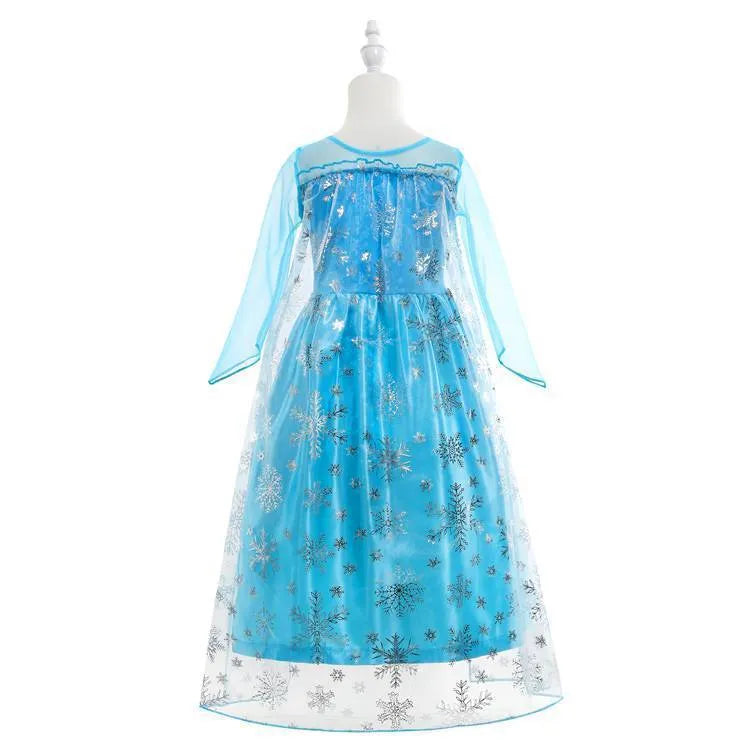 Blue Queen Elsa children's fancy dress gown with polyester lining for heights 100-150cm