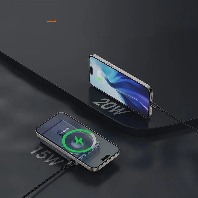 Magnetic wireless power bank 10000 mAh plastic shell black white compact portable charger