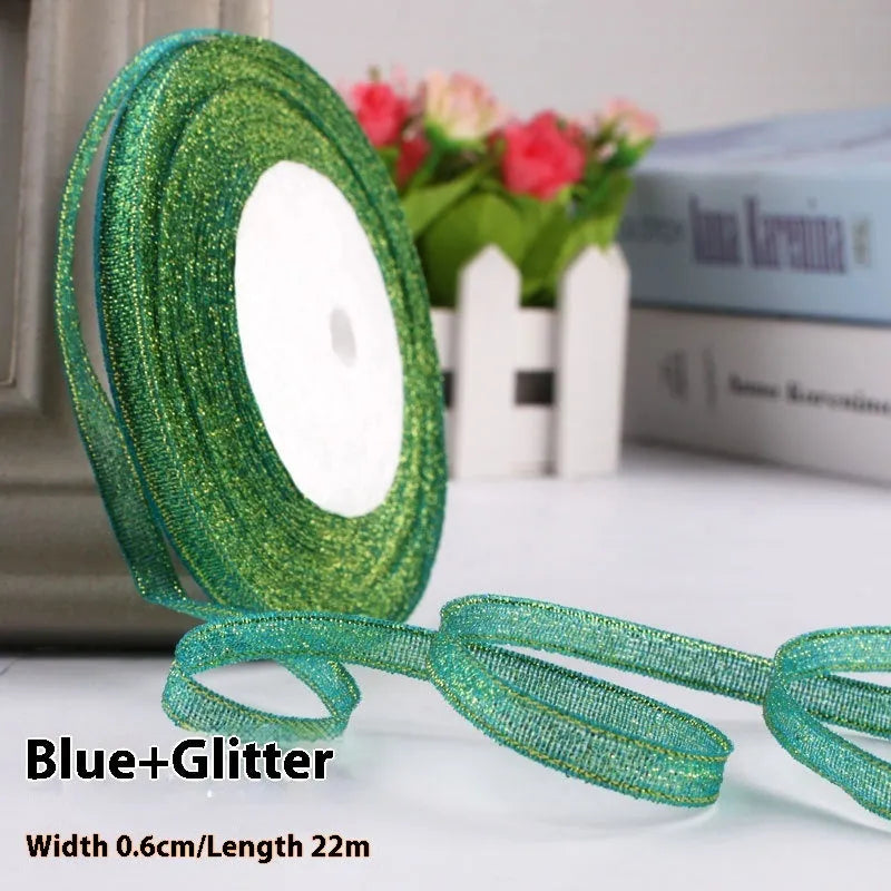 Polyester gift packaging ribbon roll in selected colour, 0.6cm wide decorative band