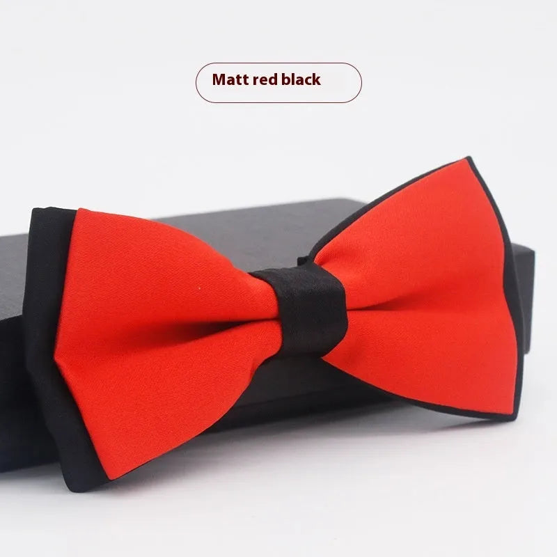 Solid colour flat head polyester bow tie for formal wear and weddings