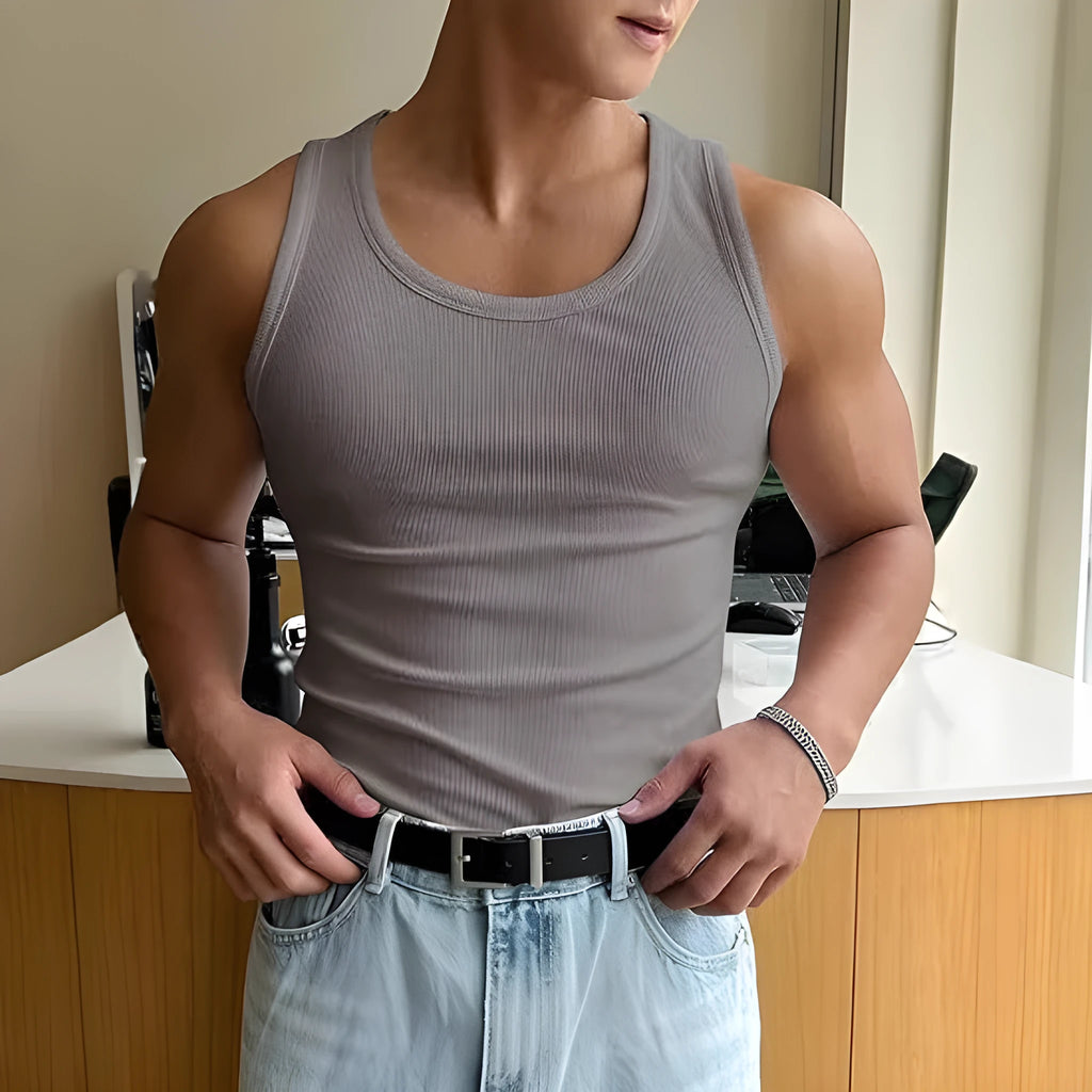Men's tight-fitting round neck fitness T-shirt in polyester with wool lining for summer sports