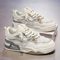 Men's low top white board shoes with colour matching detail and soft rubber sole