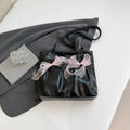 College style bow tote bag in black colour with double shoulder straps and large main compartment