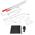 9-piece automotive maintenance tool set with air pump wedge, plastic wedges, hooks, and crowbars for vehicle emergency access