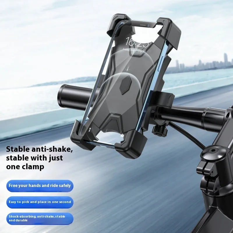 Universal shockproof ABS PC phone bracket for bicycle handlebar or motorcycle rearview mirror, Model 193