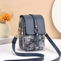 Women's multi-compartment PU bucket shoulder bag in black, size 13x8x19cm
