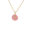 Gold-plated bottle cap pendant on a copper box chain necklace, shown in one of six available colours.