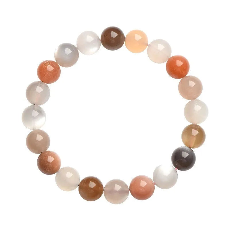 Natural colourful moonstone bracelet with 8mm beads in a single circle unisex design.