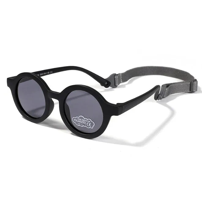 Children's round frame polarised sunglasses with UV400 protection for 0-3 year olds in various colours