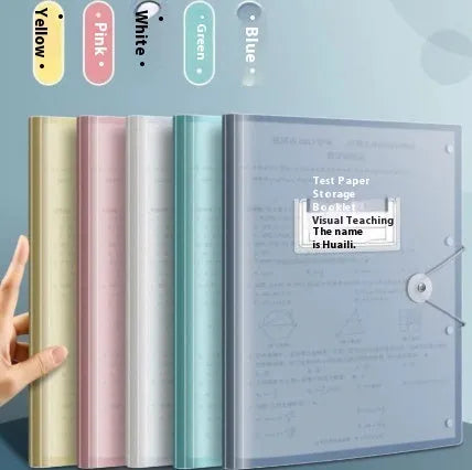 A3 test paper storage bag in translucent PP, multi-layer category folder clip with 0.48mm thickness and 30/40/60 page options.