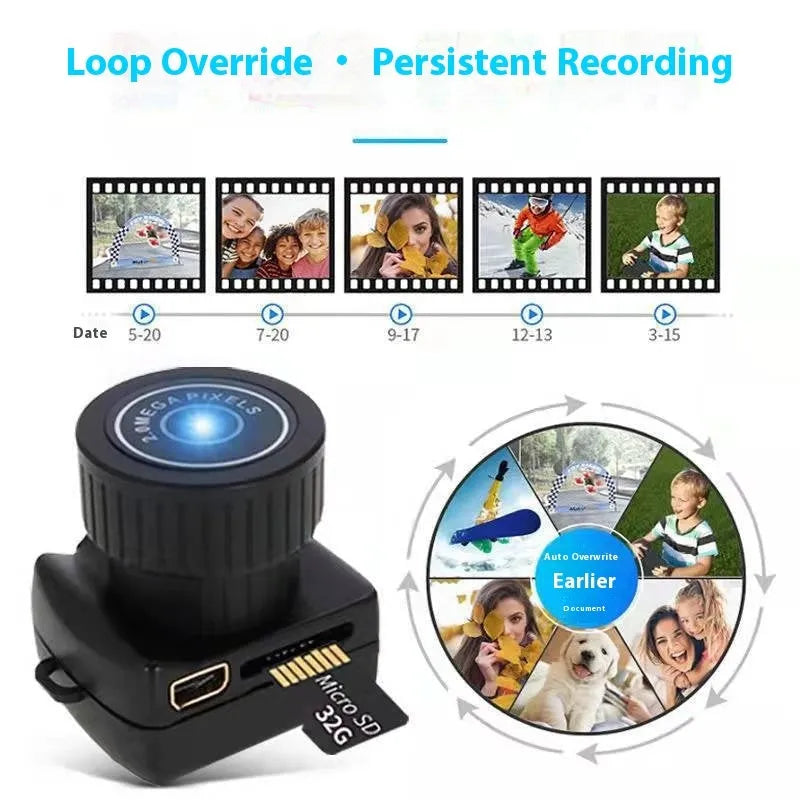 Outdoor sports small camera riding recording digital DV camera black ABS body with lanyard