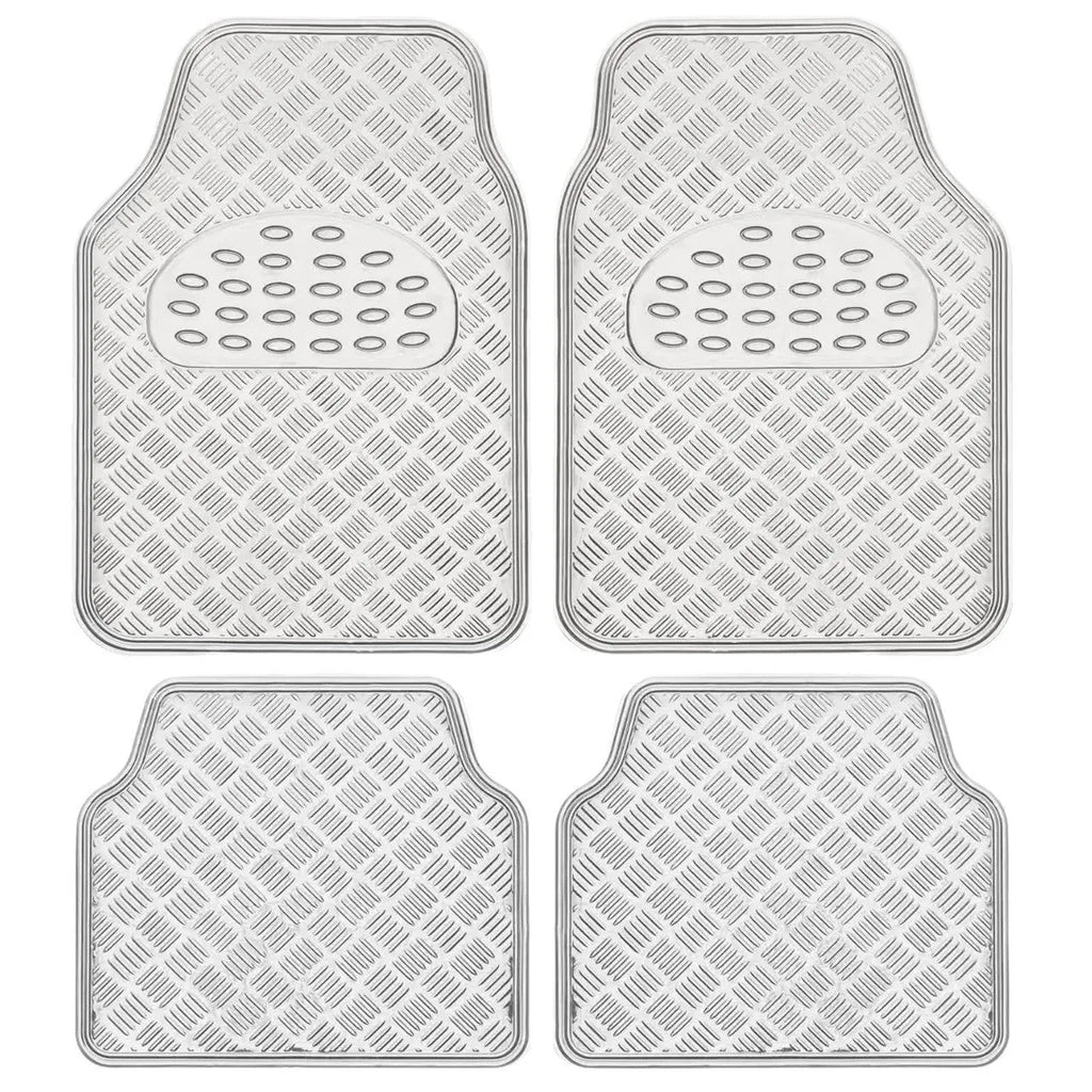 Blue universal car aluminum film foot mat four-piece set with non-slip PVC surface