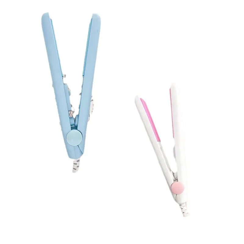 Mini hairdressing splint straightening iron for air bangs with colour-coded storage box options