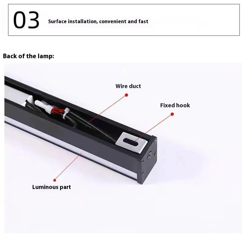 80cm black aluminium LED strip wall lamp with PC shade and touch-controlled light colour changing