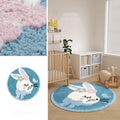 Round children's carpet with rabbit print, polyester, 80cm diameter, anti-slip, forest green