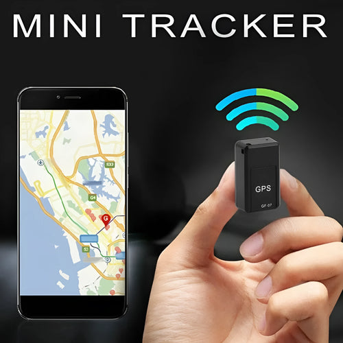 Small black magnetic GPS tracker device with USB cable for real-time vehicle and asset location tracking.