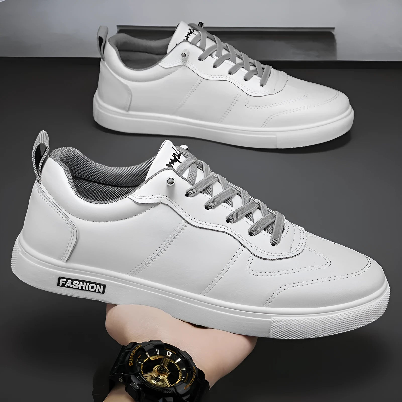 Men's casual shoes low top flat heel solid colour B915 Gray tassel detail rubber sole