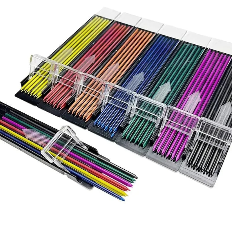 Box of 12 coloured erasable mechanical pencil refill leads for drawing