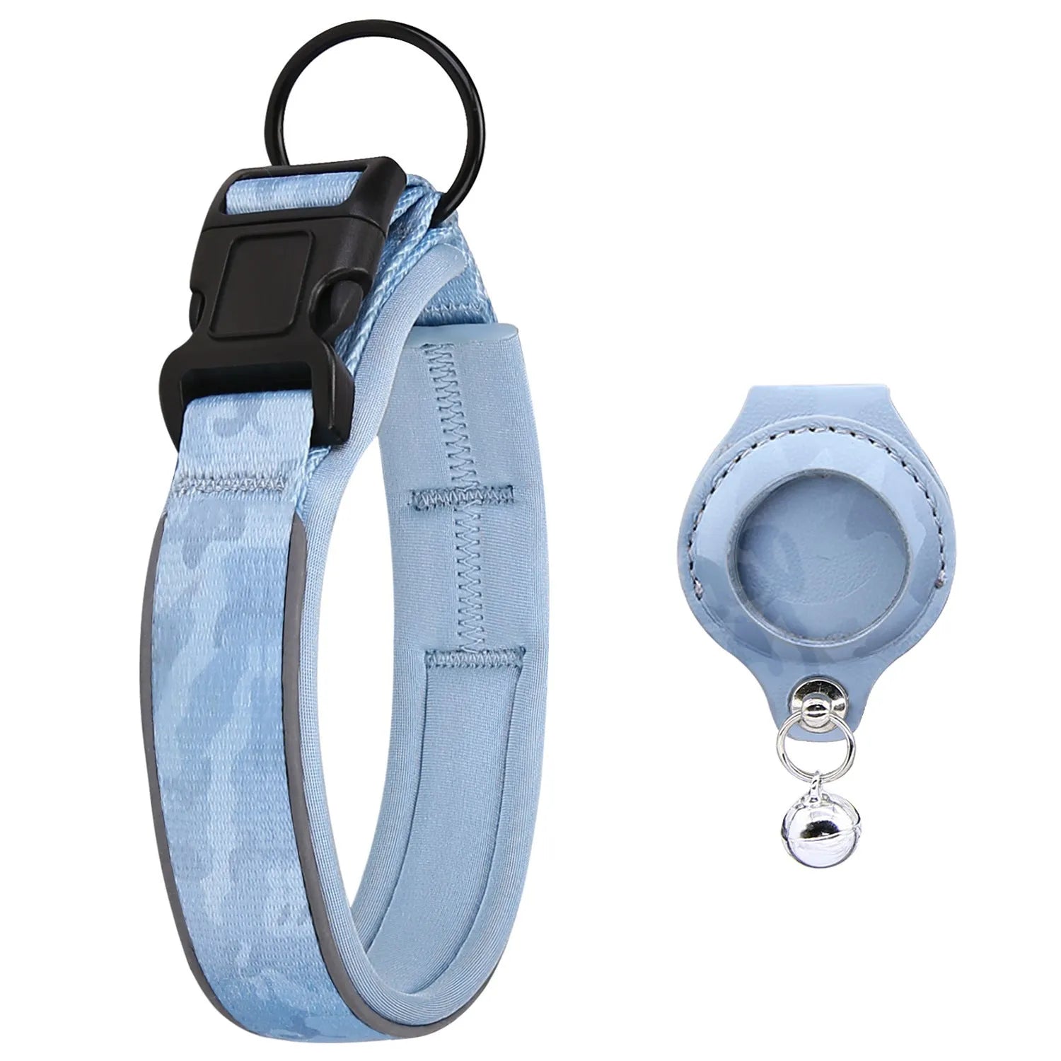 Nylon pet collar with AirTag leather-style protective case for dogs and cats, multiple colour options