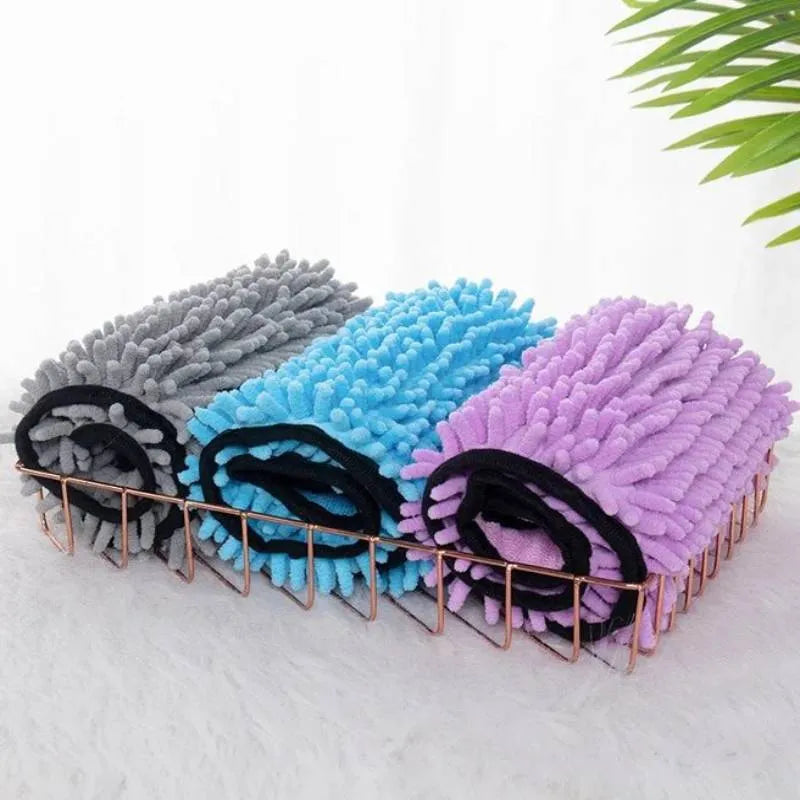 Blue pet bath robe towel measuring 62 by 23 cm for drying dogs and cats
