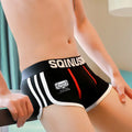 Men's plain cotton boxer briefs in navy blue, 100% cotton sports style underwear