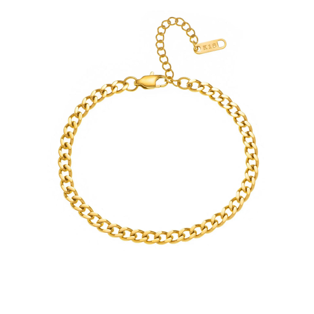 Gold titanium steel necklace with a letter A pendant on a 40.5cm chain.