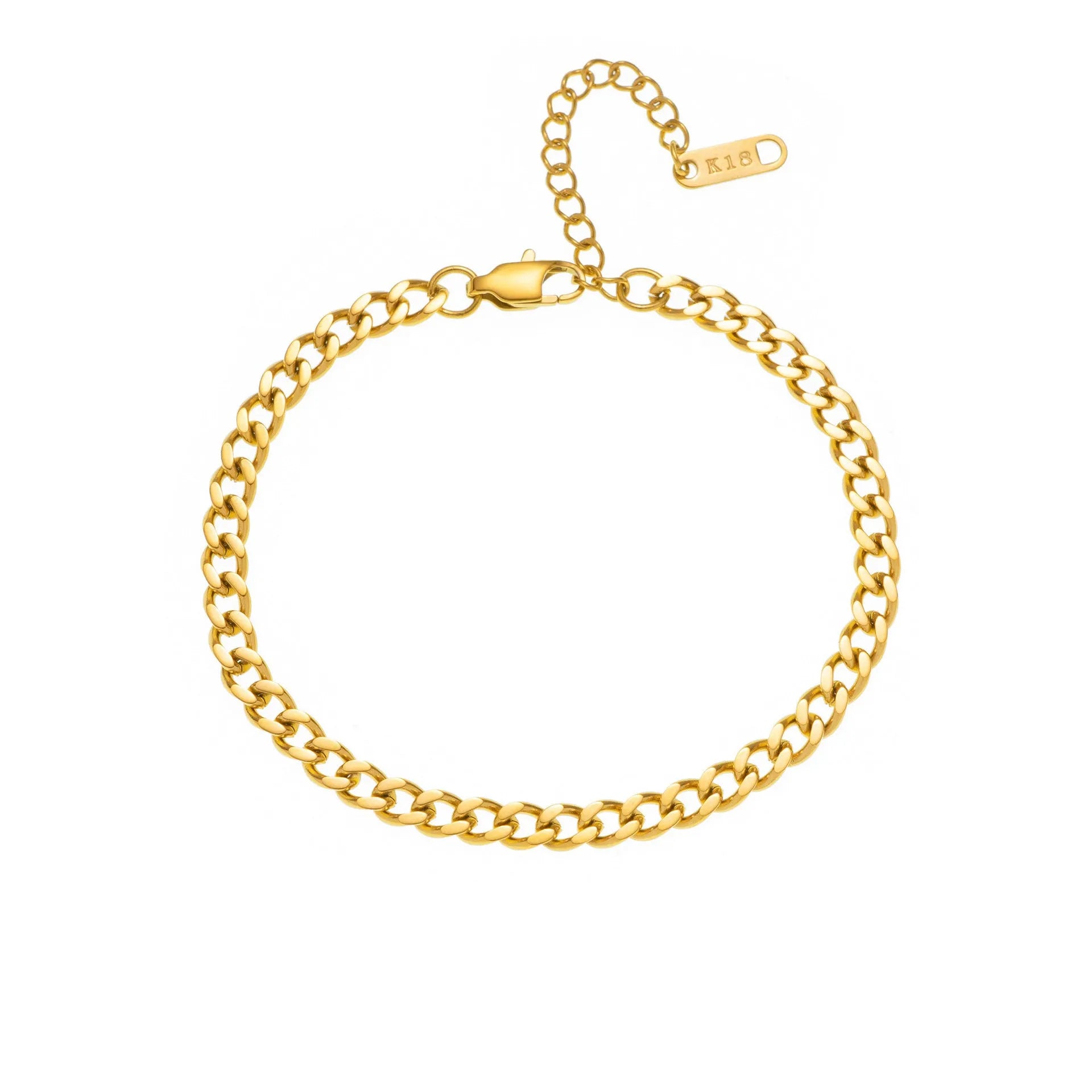 Gold titanium steel necklace with a letter A pendant on a 40.5cm chain.