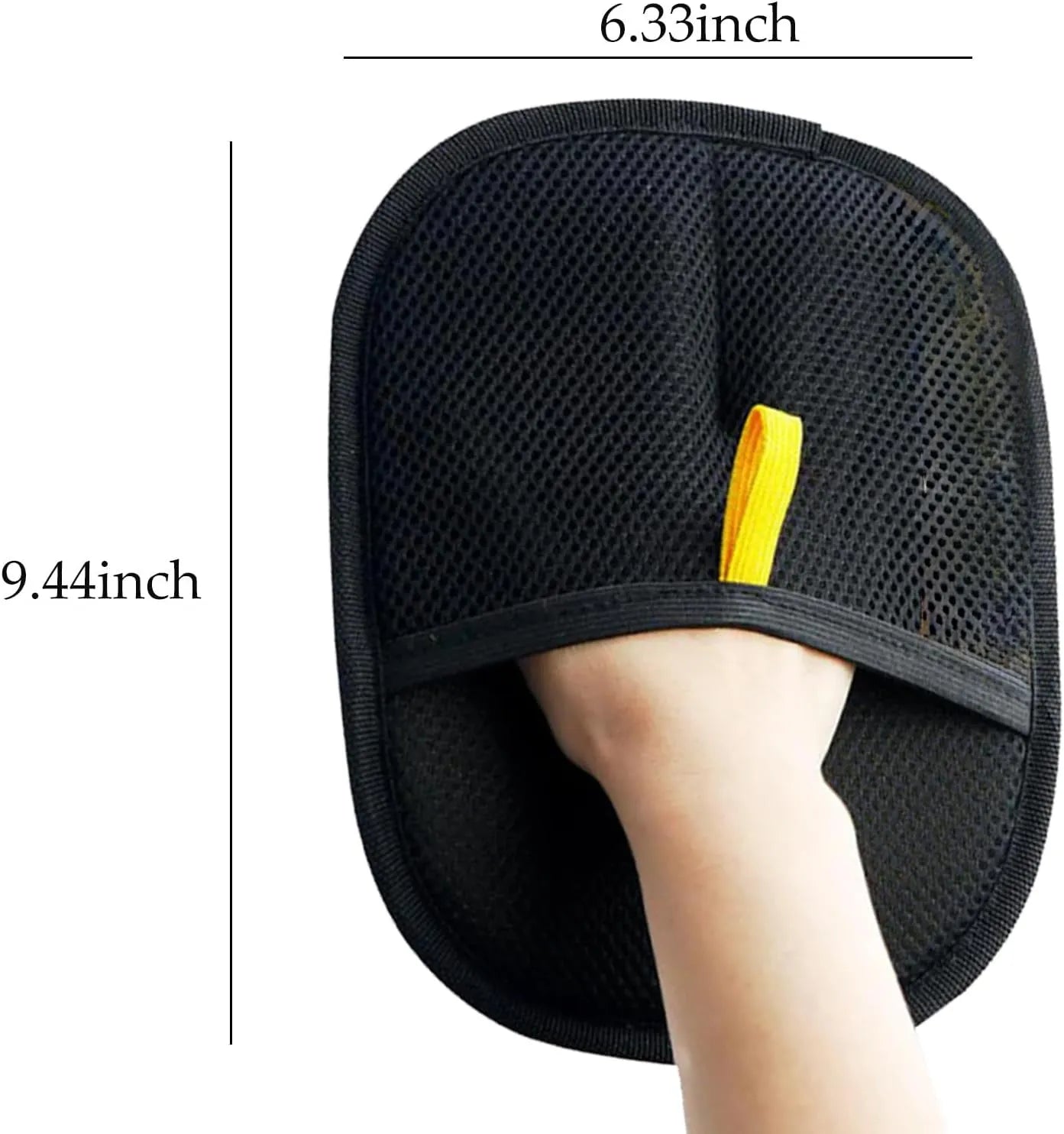 Pet electrostatic hair removal gloves with two-way bristles on a light background