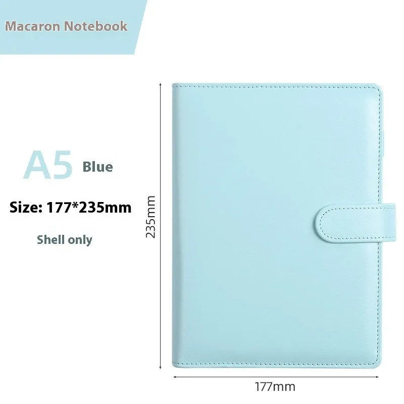 A5 PU leather zipper binder notebook shell in a solid colour.