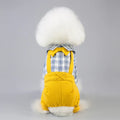 Cotton dog clothes in yellow or khaki, spring summer pet clothing, sizes S to XXL with Xs listed